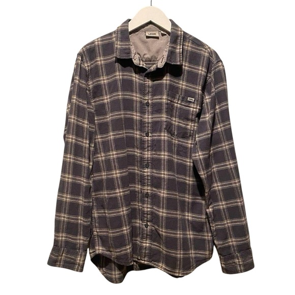 Vans flannel‎ size large Gray plaid front pocket skate casual fall - Picture 1 of 10